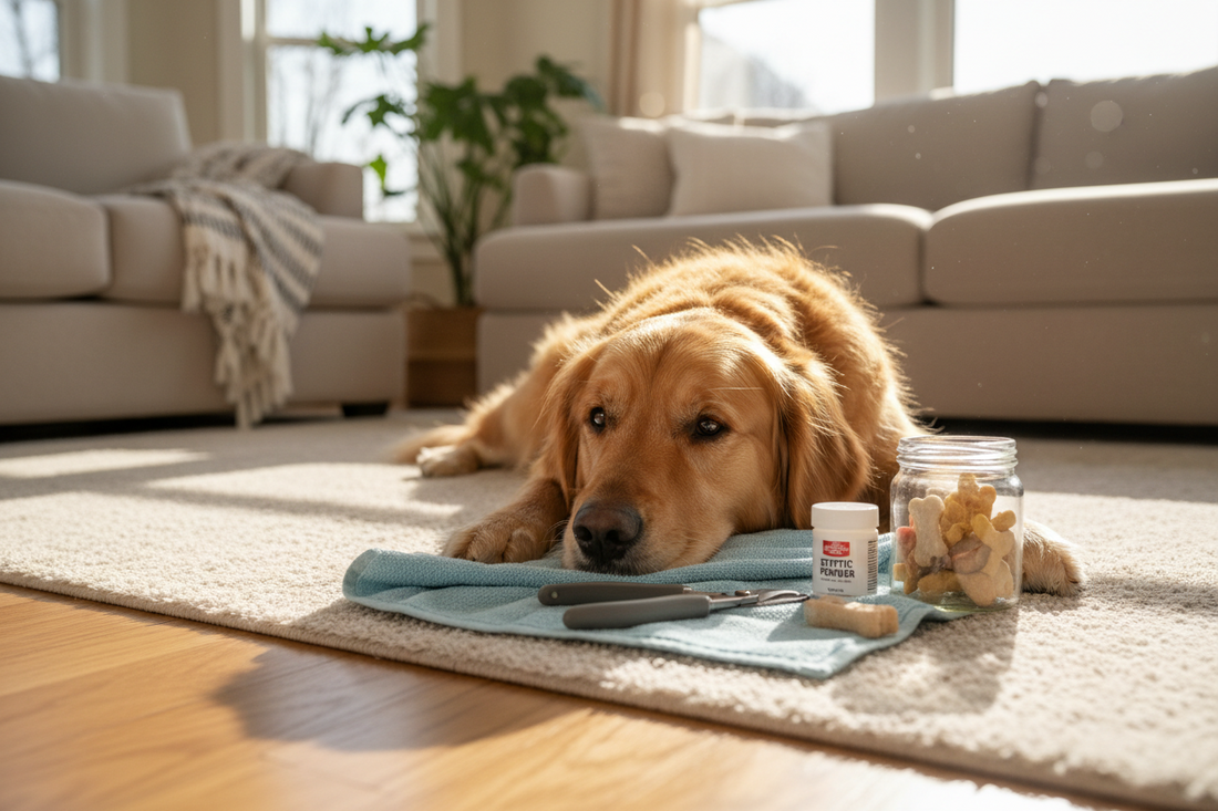 Nail trimmer for dogs used by a beginner groomer to trim nails safely at home.