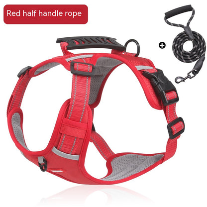 Reflective dog harness with handle breathable padded design