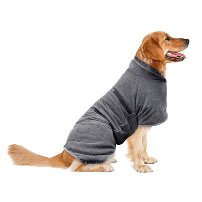 Dog Bathrobe & Towel with Adjustable Neck Fit