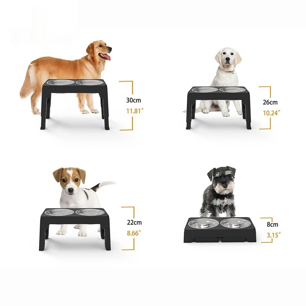 Raised dog bowl stand adjustable height for comfortable feeding