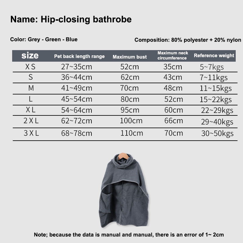 Dog Bathrobe & Towel - Quick Dry, Ultra Absorbent