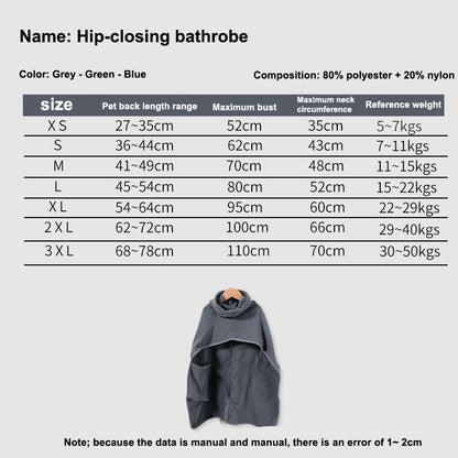 Dog Bathrobe & Towel - Quick Dry, Ultra Absorbent
