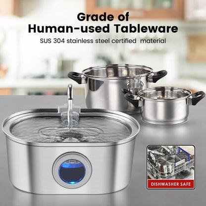 stainless steel drinking surface pet fountain dishwasher safe