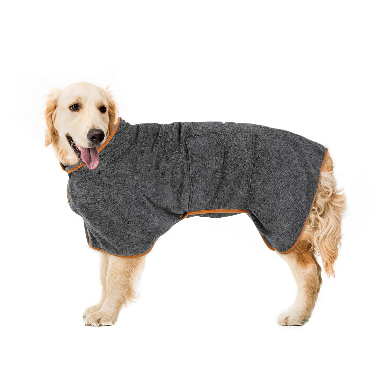 Dog Bathrobe & Towel with Adjustable Neck Fit