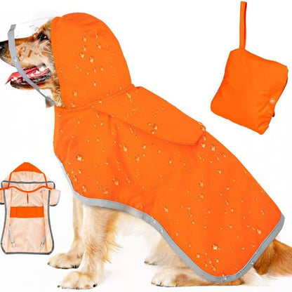 Waterproof Dog Raincoat with Clear Hood & Reflective Trim