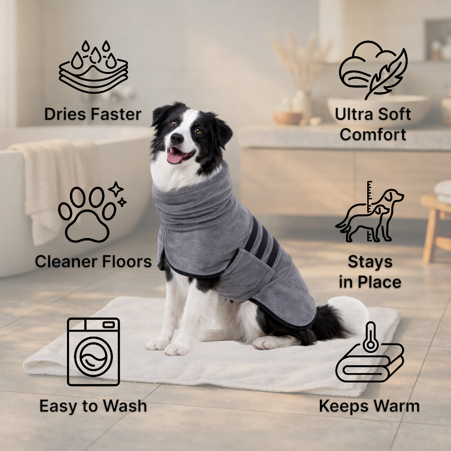 Dog Bathrobe - Ultra Absorbent with Slip-on Collar