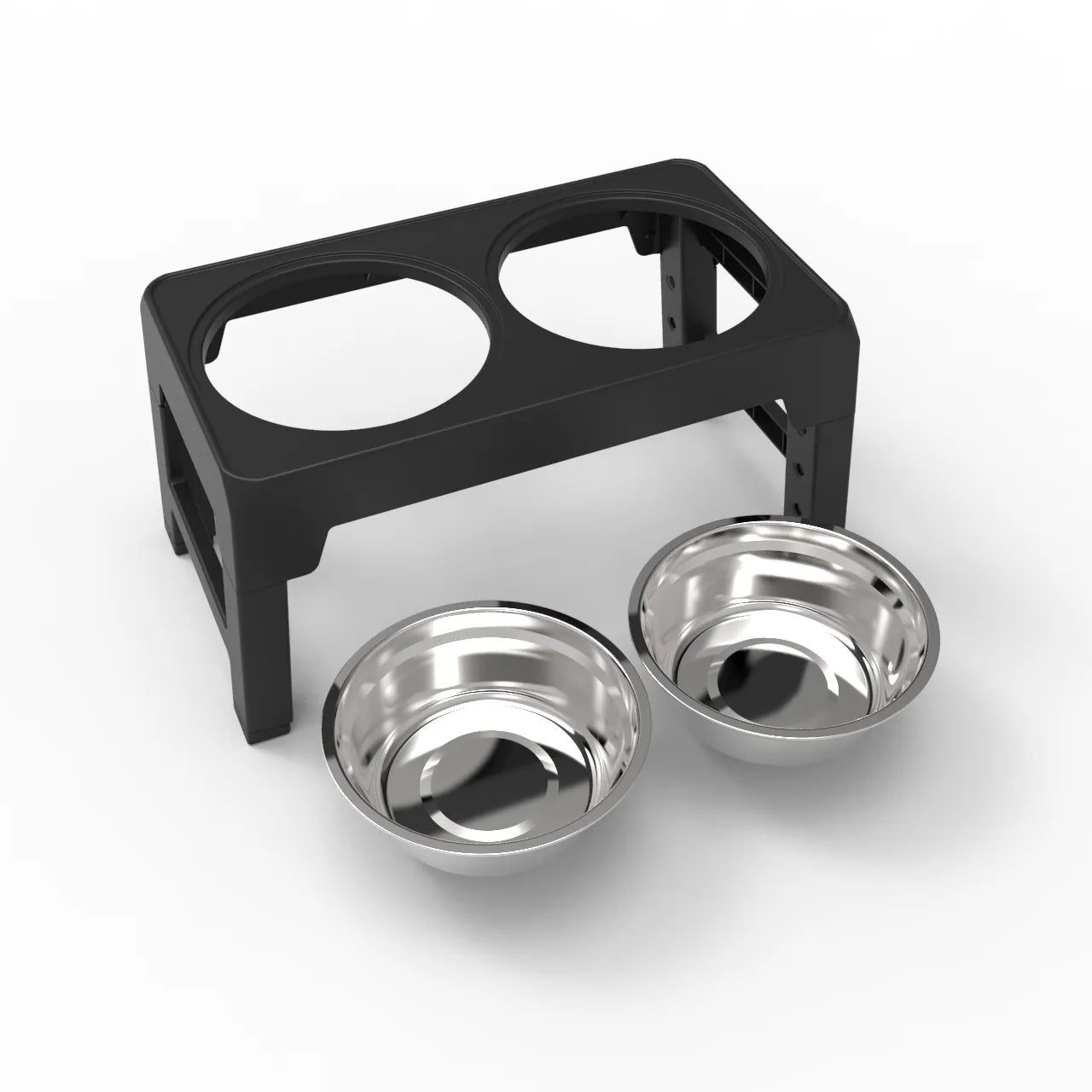 Adjustable Elevated Dog Feeder Bowl - Stainless Steel