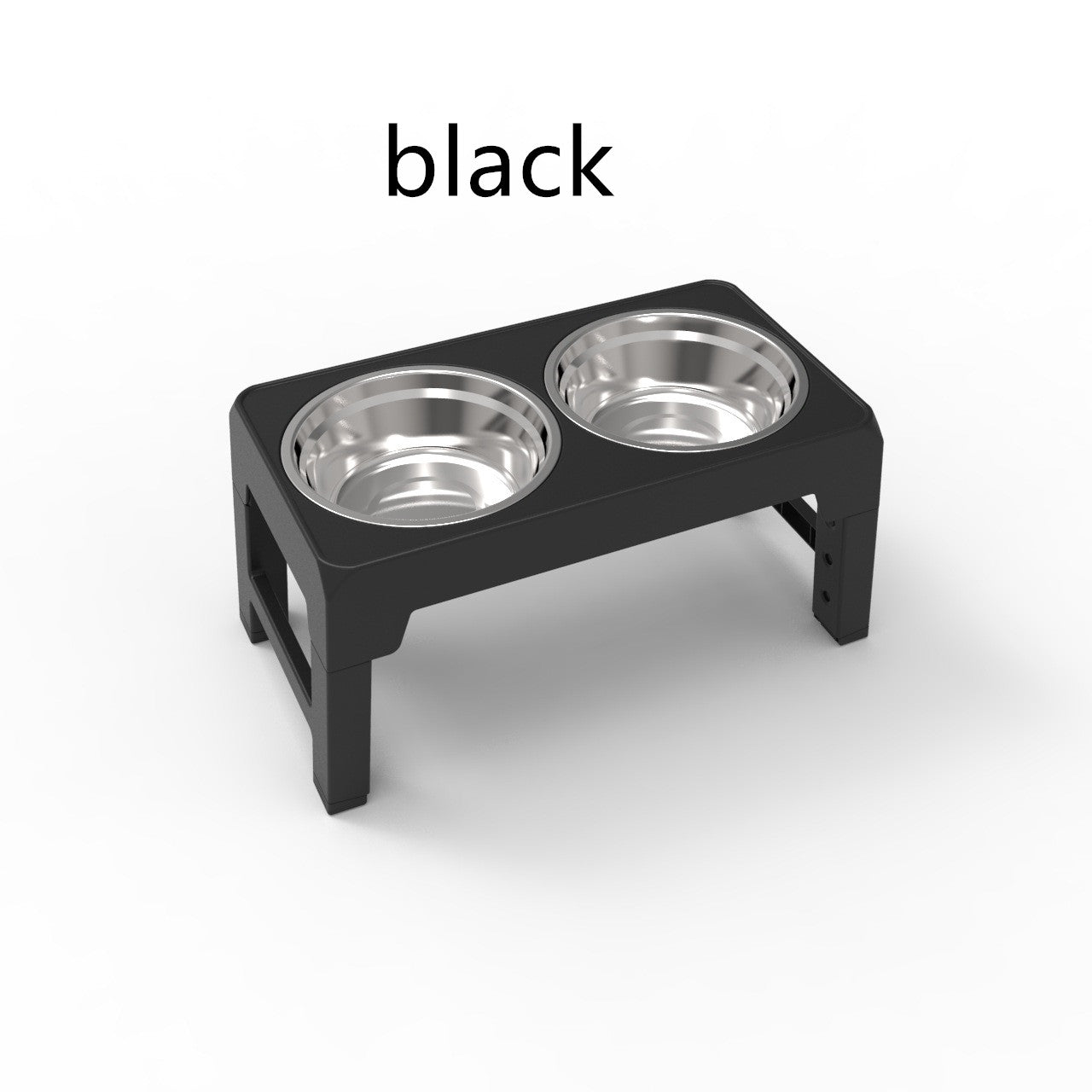 Stainless steel dog bowl in adjustable elevated feeder