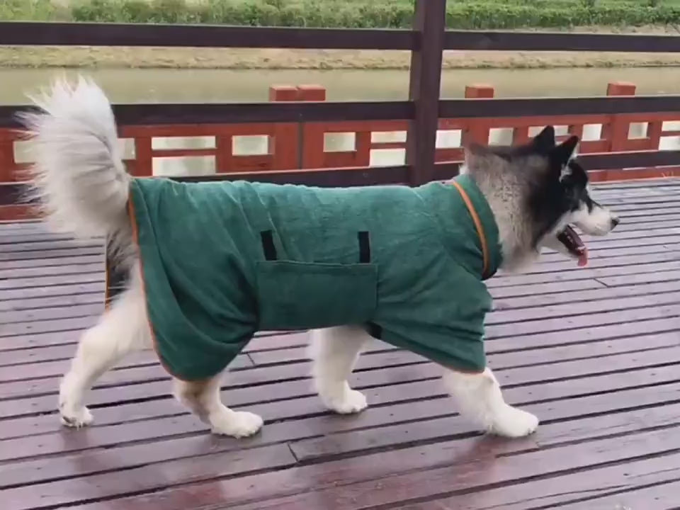 Adjustable dog bathrobe towel